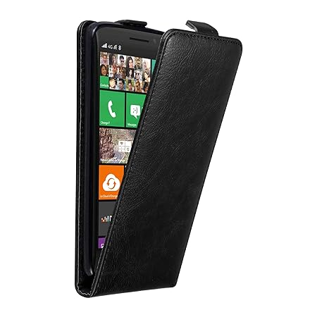 Cadorabo Hülle für Nokia Lumia 930 in Nacht SCHWARZ - Handyhülle im Flip Design mit Magnetverschluss - Case Cover Schutzhülle