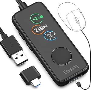 ENUSUNG Fully Automatic Mouse Jiggler 100% Absolutely Undetectable USB Mouse Mover with HD Screen, Countdown Adjustable and 3 Trails, Smart Mouse Wiggler Shaker for PC/Laptop Simulate Mouse Movement