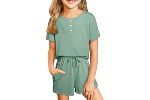blibean Girls Summer Outfit 2024 Pockets Two Piece Shorts Set Size 4-13 Years