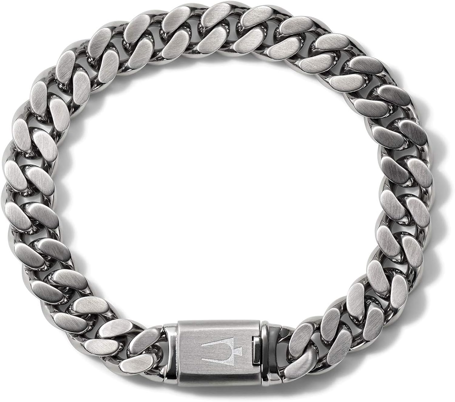 Bulova Mens Classic Stainless Steel Chain Link Bracelet with Brushed Signature Clasp (Model J96B016M), Silver-Tone: Jewelry