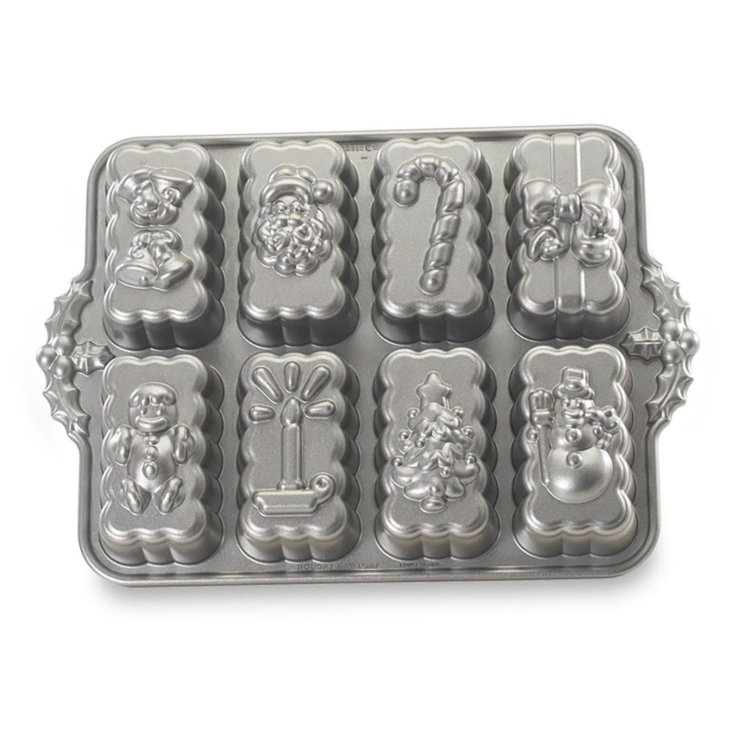 Nordic Ware Pro-Cast Holiday Mini Loaves Cake Tin, Cast Aluminium Mini Loaf Tin, Quality Non-Stick Cake Bake Tray, Colour: Silver