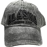 Robin Ruth Quality Ball Cap Hat Alaska Raised Black Letter Distressed Grey