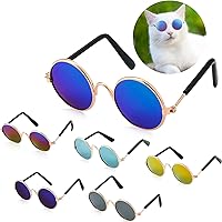 6 Pieces Cat Sunglasses Funny Pet Sunglasses Small Dog Sunglasses Classic Retro Circular Pomeranian Sunglasses Eyewear Photos