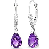 Galaxy Gold GG 14k Solid Gold Leverback Earrings with Diamonds and Amethysts