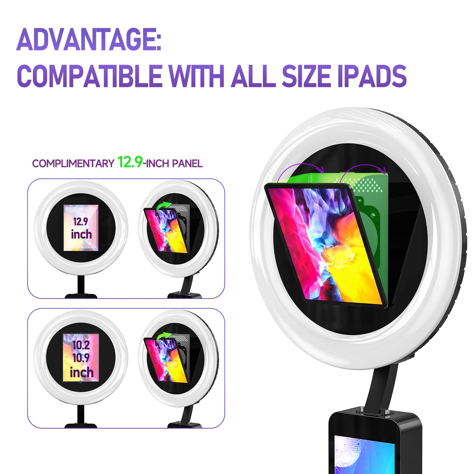 HARZHI Portable Photo Booth Compatible with Ipad, for Ipad Photo Booth Shell Stand Stand Provide Chacktok Photo Booth Software for Party and Wedding, Free Custom Logo, Flight Case