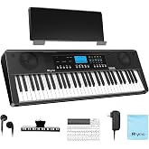 Rhymo 61 Key Keyboard Piano with Touch Response, 450 Tones, 120 Demos | Portable Piano Keyboard with Versatile Sound Effects, USB-MIDI, Full Size, Music Stand, Learning Keyboard Piano for Beginners