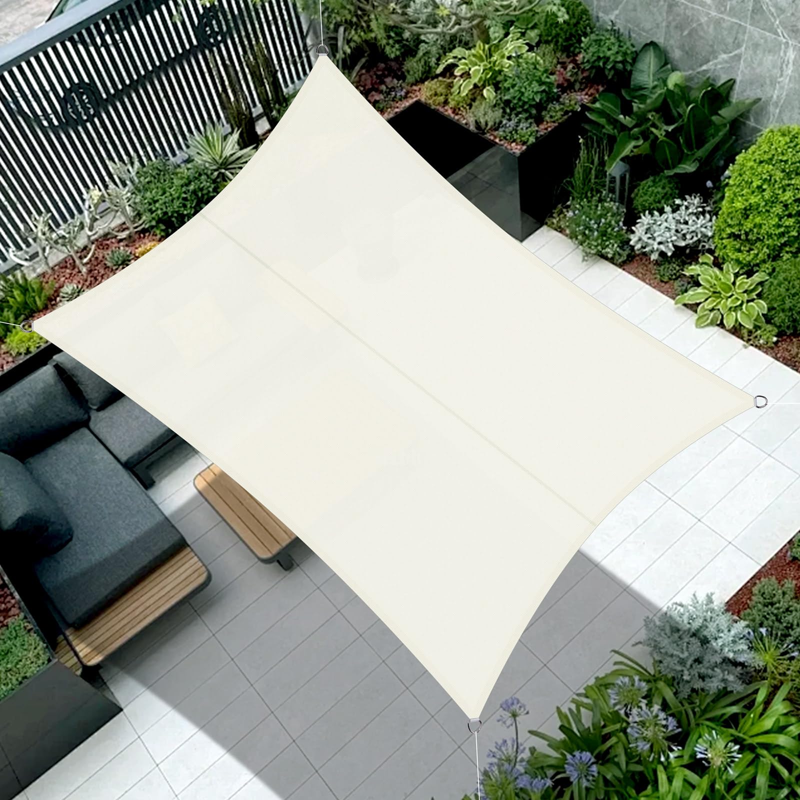 Cool Area Sun Shade Sail 2.5x4m Rectangle Waterproof, suitable for gardens, terraces and other outdoor,Cream