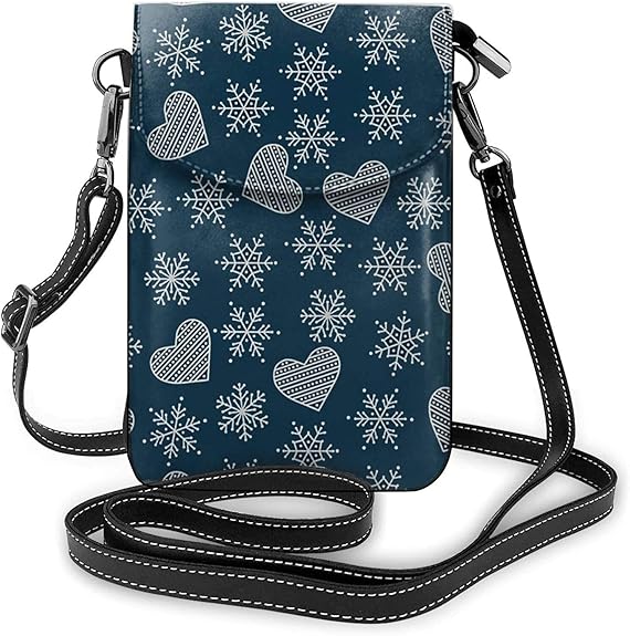 Borsa per cellulare da donna Fiocco di neve Cuore Amore Borsa per