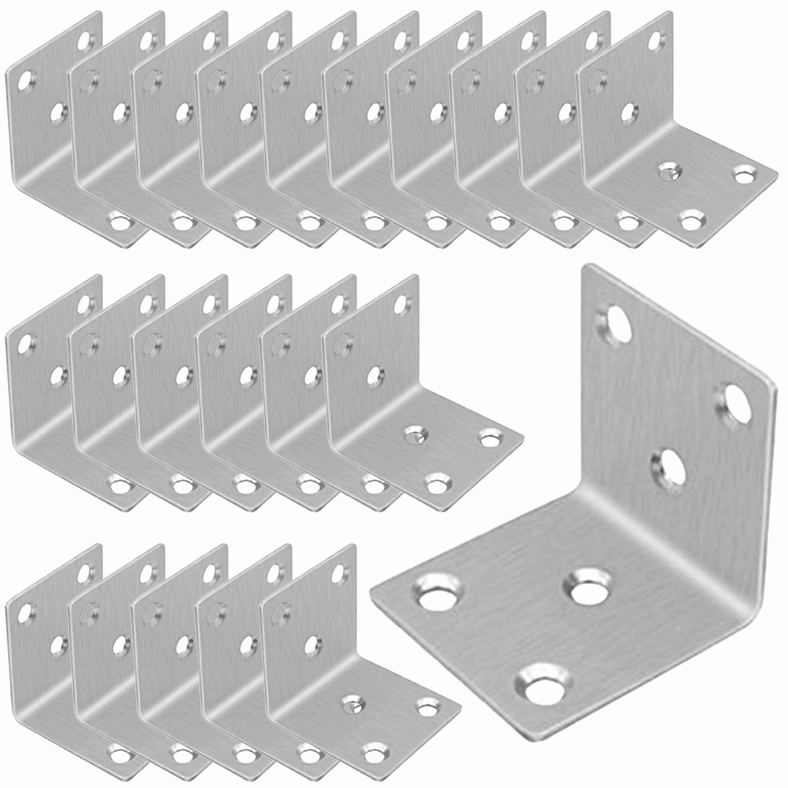 Photo 1 of 40PCS 2'' Metal Angle Brackets,304 Stainless Steel Heavy Duty 90° L Angle Bracket with Slot Wood, Corner Shelf Brackets for Furniture, Book Shelf(Silver,2X2X0.08IN)