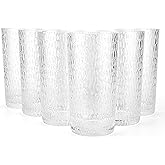KX-WARE 22-ounce Honeycomb Highball Glasses Plastic Tumbler Acrylic Glasses, set of 6 Clear