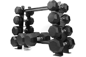 XPRT FITNESS Rubber Dumbbell stand – Dumbbell Storage rack, Perfect For 5-30 lbs Set – 2 Tiers & 2 Vertical Slots With Protective Inserts – Compact & Versatile Design, Max. Weight 400 lbs.