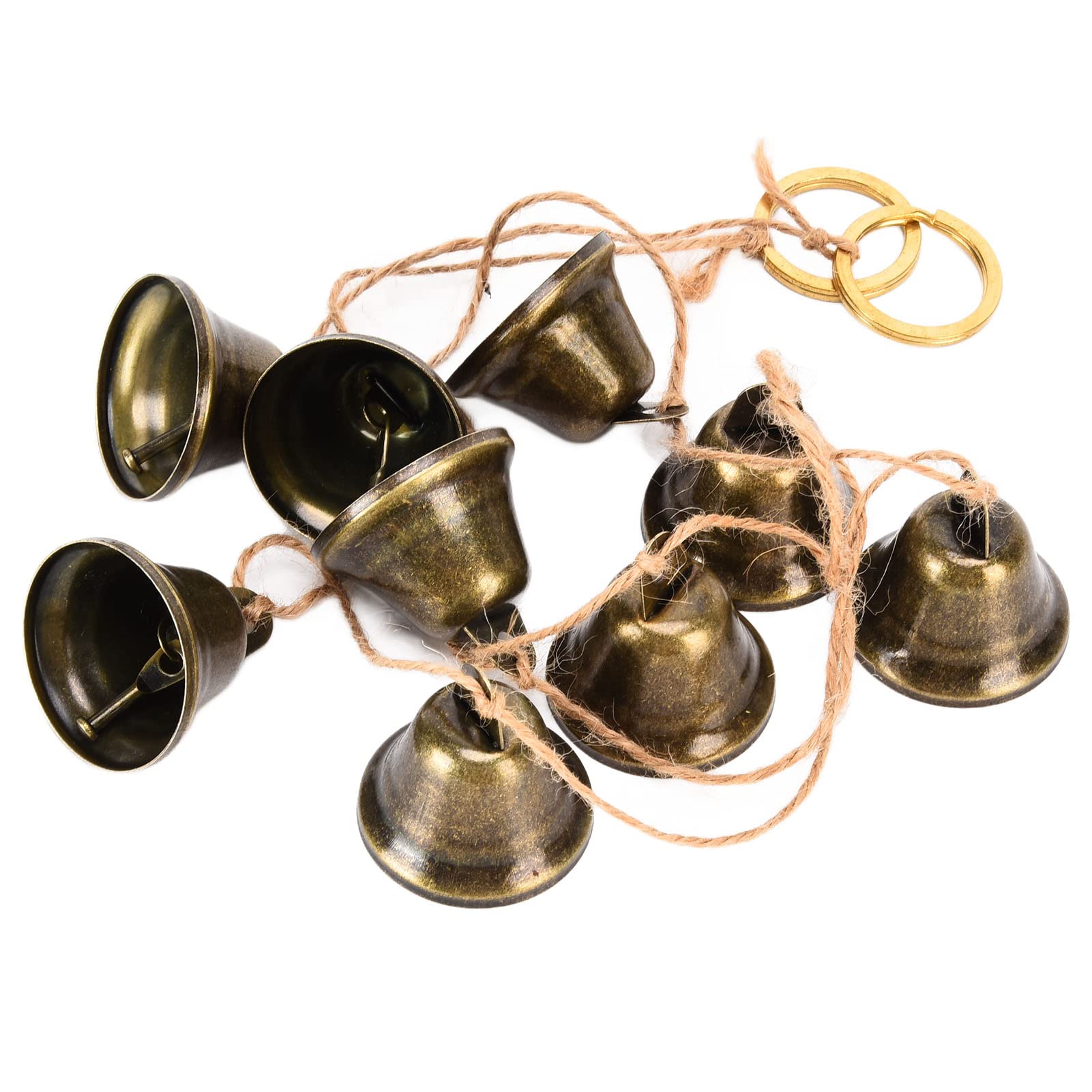 Vintage Bronze Jingle Bells,Mini Hanging Bell String Bronze Jingle Bells Vintage Brass Color Bells for Wind Chimes Housebreaking Doorbell Wedding Decor