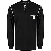 BOCOMAL FR Shirts for Men 5.5oz Lightweight Long Sleeve Work Henley Fire Resistant Shirt CAT2
