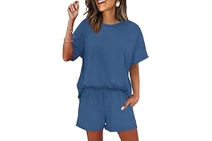 WIHOLL 2 Piece Lounge Sets for Women 2 Piece Lounge Matching Short Sleeve Tops Shorts Pants with Pocket Clothing