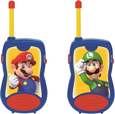 LEXIBOOK Super Mario Walkie-Talkies 120m Range Belt Clip Blue Red TW12NI