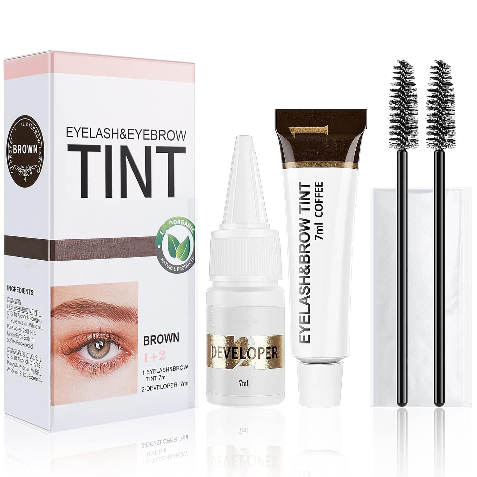Eyelash Tint Black - Lash Tint and Eyebrow Dye - 2-In-1 Tint Kit - Volume Lashes and Full Brows Last Up to 4 weeks - Suitable for Home Use with All Tools (Brown) Eyebrow Gel — image 1