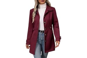 Mid Long Wool Coats for Women Lapel Collar Single Breasted Trench Coat Lightweight Slim Fit Overcoat with Pockets