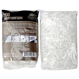 Holiday Joy- 200 Mighty Clip Lights - Quick & Easy Installation of Christmas Lights on Shingles & Gutters - Made in USA (200 Pack)