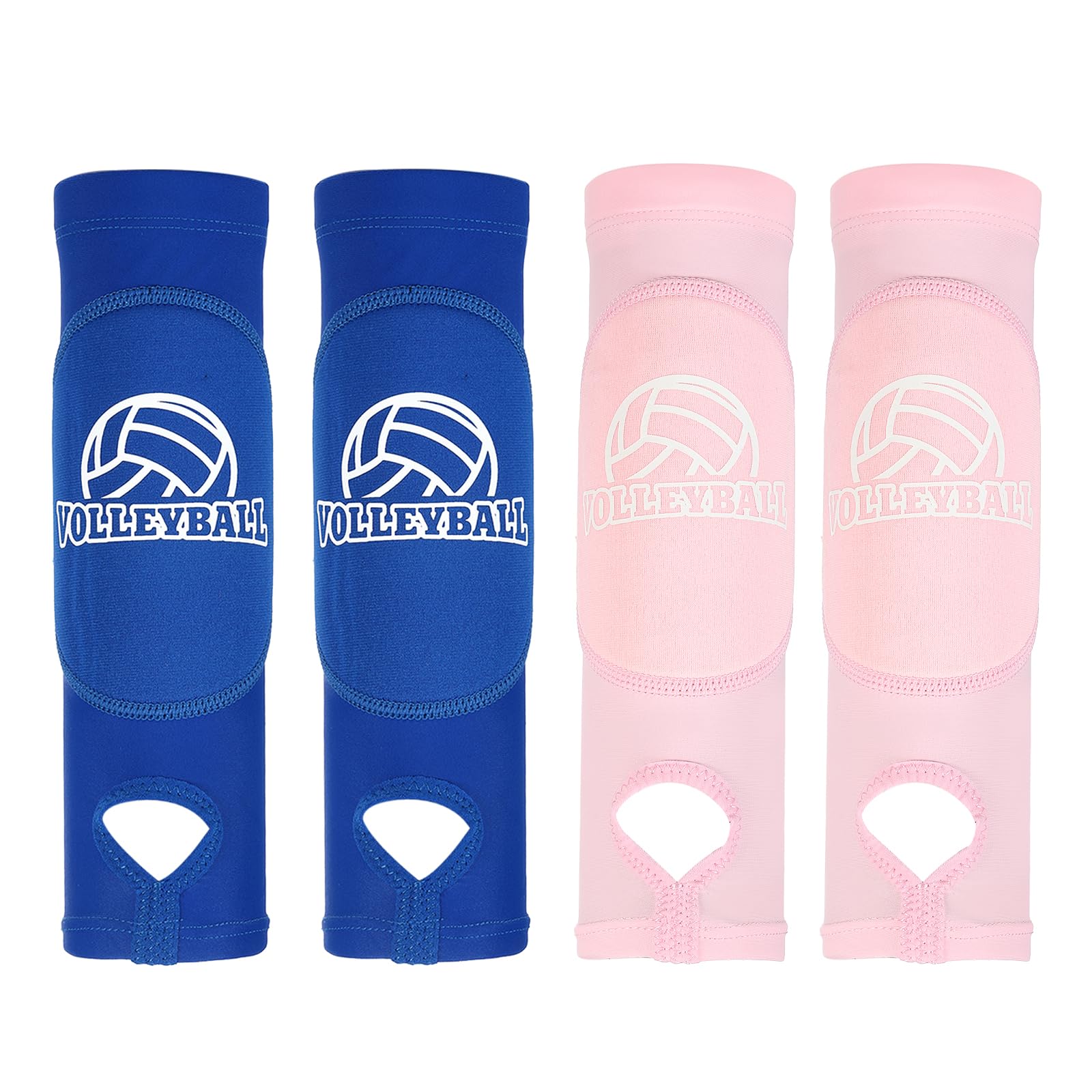 PATIKIL Volleyball Arm Sleeves, 2 Pair Passing Forearm Sleeve with Protection Pads Thumbhole Volleyball Arm Pads for Youth Teenagers Men Women, Pink,Blue
