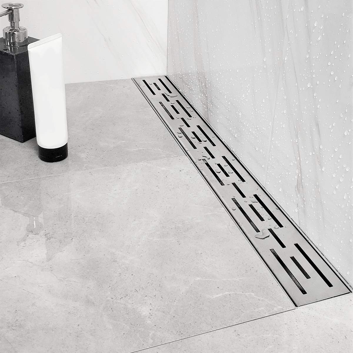 Neodrain 28 Inch Rectangular Linear Shower Drain with Brick Pattern