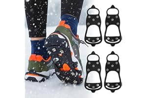 2 Pairs Ice Cleats for Shoes Boots, Non Slip Crampons Gripper Spikes witn 8 Steel Studs for Snow Ice, Durable Ice Grips Tract