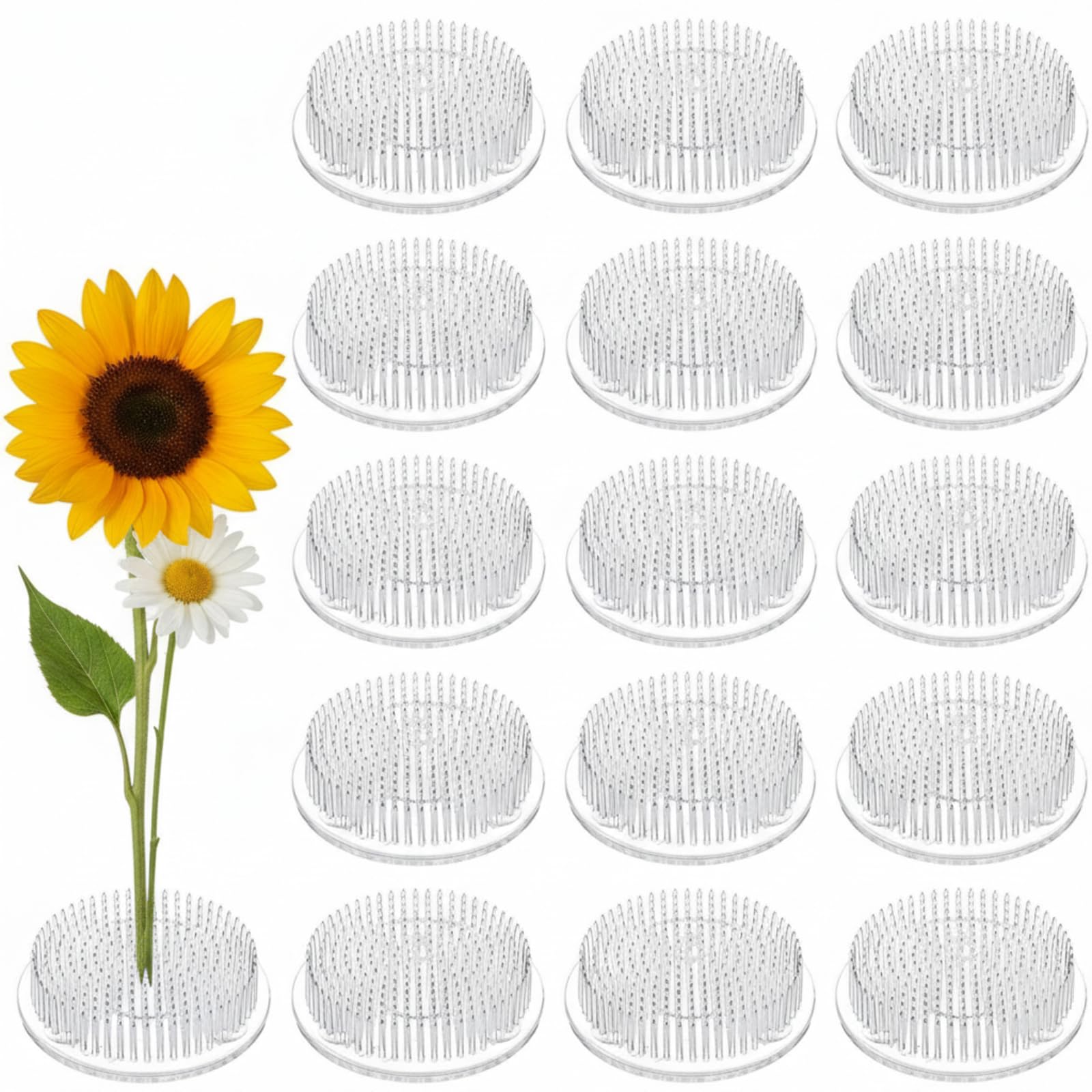 Photo 1 of Waydress 12 Pcs 2.8 Inch Plastic Flower Frog Flower Pins Floral Frog for Arrangements Vase Japanese Floral Arrangement for Plant Decoration, Summer Activity, Wedding Decoration (Clear)