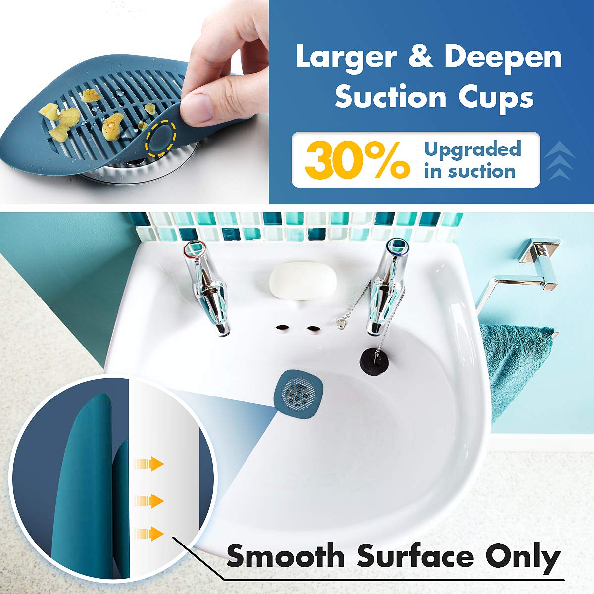 Drain Hair Catcher,Durable Silicone Hair Stopper Shower Drain Covers Drain Filter for Bathroom Kitchen (4 color)