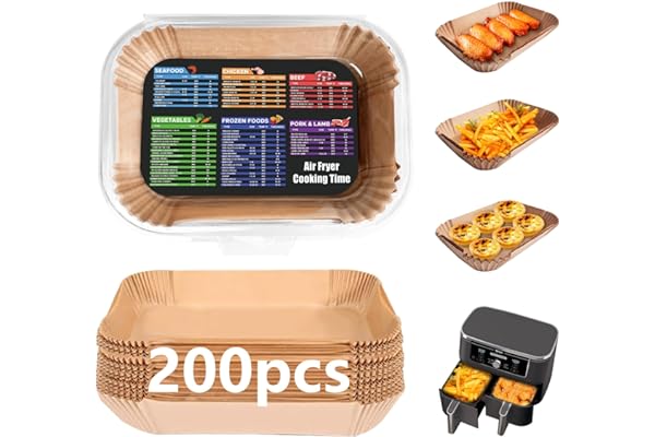 200PCS Air Fryer Liners for Ninja: Higher Non-Stick Disposable Parchment Paper Liner for Ninja DZ201/DZ401 Dual Airfryer Baki