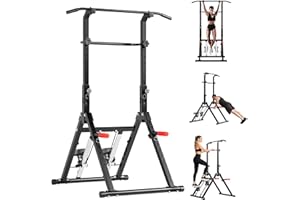 SogesPower Power Tower Pull Up Bar Station with Stair Stepper Exercise Machine, Multi-Function Adjustable Height Workout Dip 