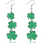 Haolry Acrylic Green Shamrock Dangle Earrings for Women,St Patricks Day Accessories Irish Good Luck Earrings