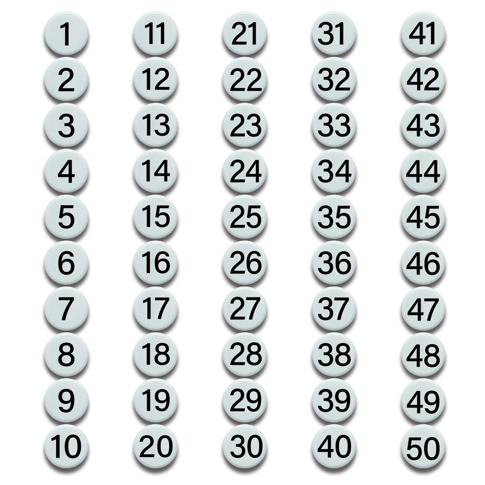 Photo 1 of 1-50 Magnetic Numbers, Magnets with Number for Dry Erase Boards, Round Number Refrigerator Magnets for Whiteboard in Home and Office (0.8" Diameter, White)