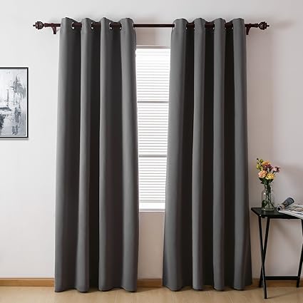 Deconovo Window Treatment Super Soft Eyelet Blackout Curtains For