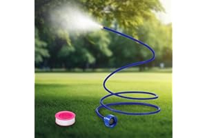 Dunkive 60 Inch Hose Mister for Outside Patio, Flexible Standing Mister Portable Garden Misters for Cooling Outdoor, Hose Misting System for Backyard, Bird Bath, Water Mist Playing(Blue)