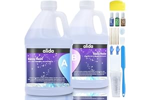 alida 1 Gallon Crystal Clear Epoxy Resin, Resin Epoxy Table Top, No Yellowing & No Bubbles, Self Leveling 1:1 Mix for DIY Jewelry, Tumbler, Art Casting Resin Epoxy Resin Kit