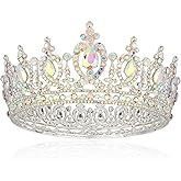 COCIDE Queen Crown for Women Crystal Tiara and Crown for Girl Rhinestones Hair Accessories for Wedding Bride Birthday Party Prom Bridal Bridesmaid (Aurora Borealis + Silver Tiara)