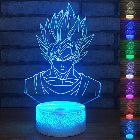 abstractive 3d optical illusion super saiyan colorful lighting effect touch switch usb powered led decoration night light desk lamp