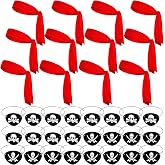 36 PCS Halloween Pirate Party Supplies Set Include 12 Red Pirate Head Bandana Tie Headband Head Ties 24 Black Felt Eye Covers Skull Captain Eye Patches Costume Accessories for Themed Party Cosplay