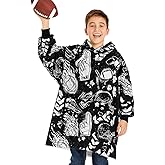 Sports Blanket Hoodie Men & Kids, Oversized Wearable Blanket Kids, Teens, Adults, Soccer & Basketball Hoodie Blanket for Boys