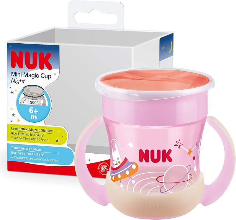 Mini Magic Cup bicchiere antigoccia | Bordo 360° anti-rovesciamento | 6+ mesi | manici ergonomici | Senza BPA | 160 ml | Rosso | 2 pezzi
