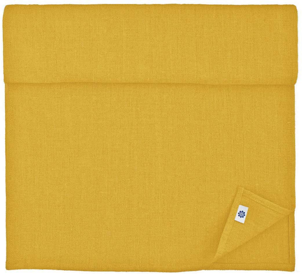 Linen & Cotton Table Runner Cloth Hygge in 100% Linen, Mustard Yellow (40 x 150 cm) Washable Rectangle Runner for Home Decoration Kitchen Dining Party Festival Brunch Christmas