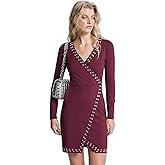 Michael Kors Womens Astor Stud Long Sleeve Wrap Mini Dress