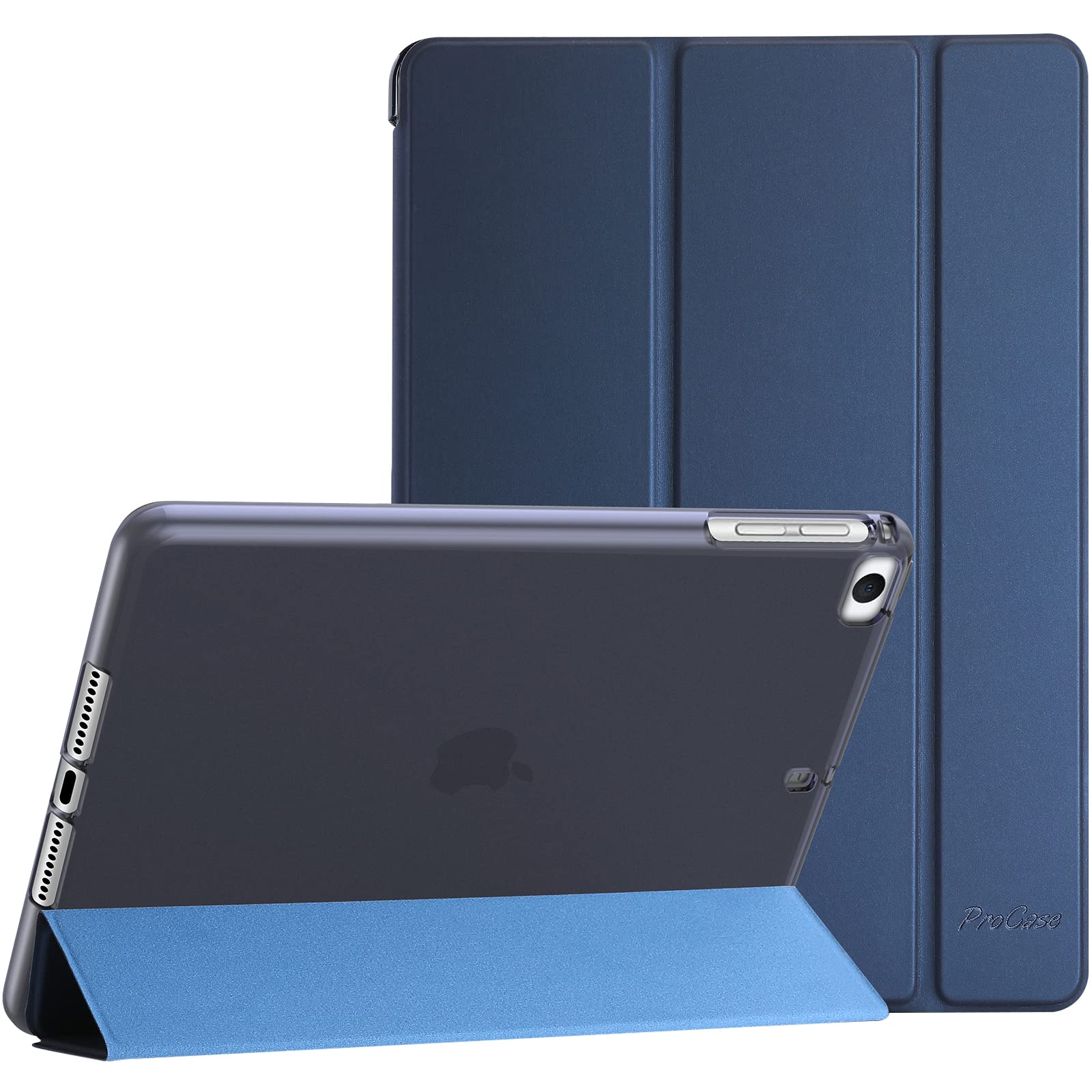 ProCase iPad Mini 5/4/3/2/1 保護ケース 三つ折り フォリオ オートスリープ/ウェイクに対応 TPUバック スマートカバー スタンド機能付き 適用端末：7.9” iPad Mini 5 （2019）/ Mini 4, Mini 1 2 3‐ネイビー商品画像