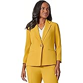 Kasper Women's Plus Size Crepe Novelty Eyelet Front Notch Collar Jacket, Butterscotch