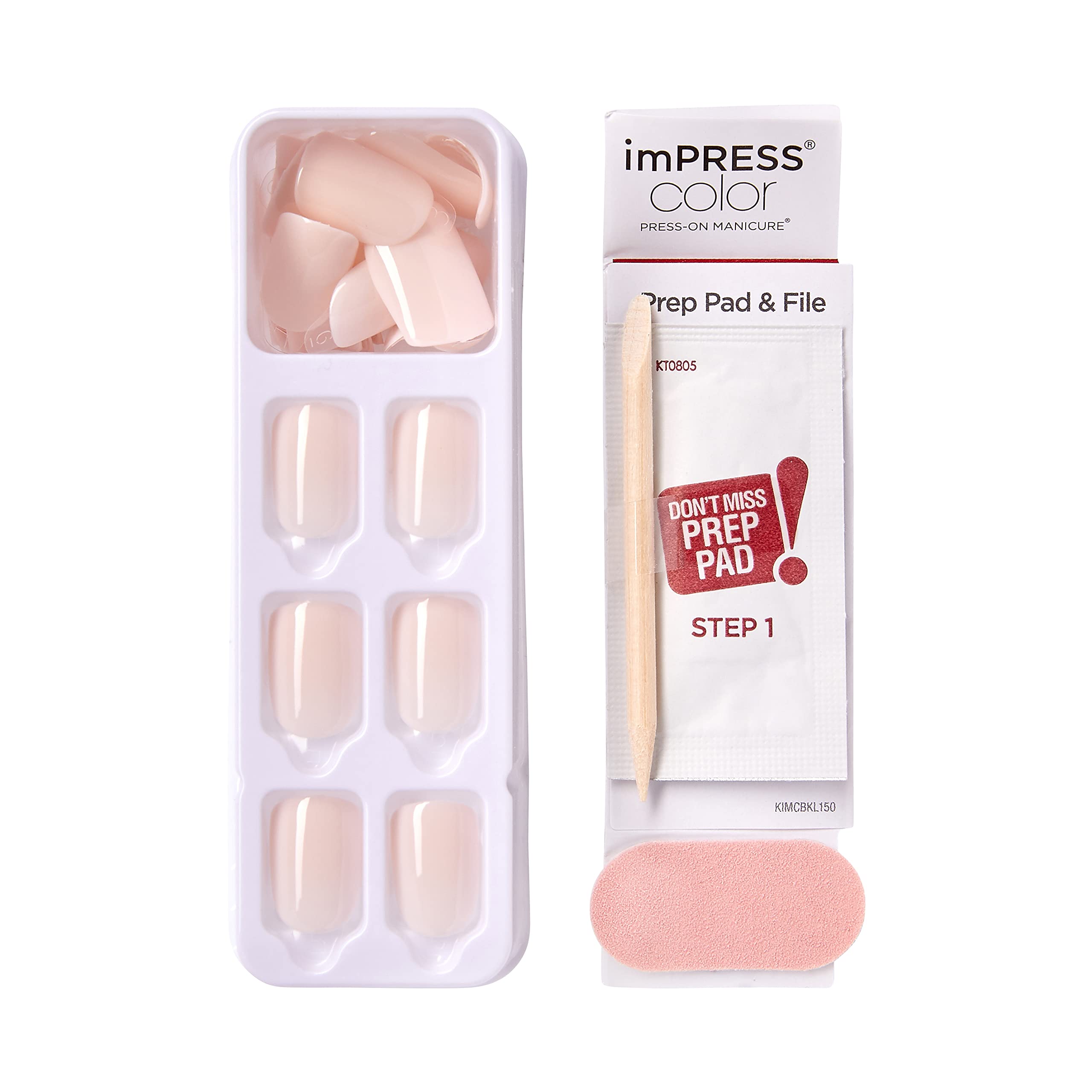 KISS imPRESS No Glue Mani Press On Nails, Color, 'Point Pink', Pink, Short Size, Squoval Shape, Includes 30 Nails, Prep Pad, Instructions Sheet, 1 Manicure Stick, 1 Mini File - Image 7