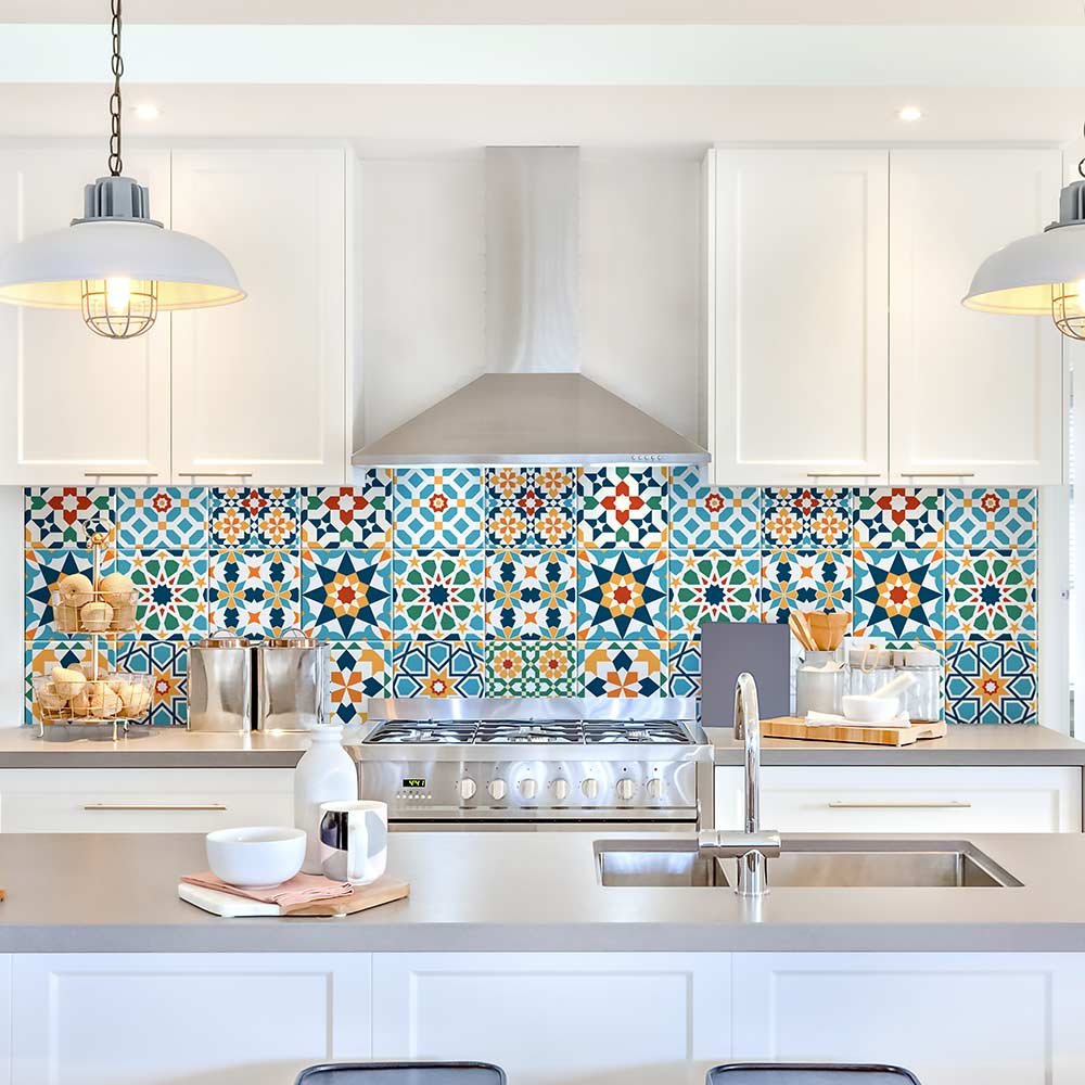 RE-COVERTILES Bathroom and Kitchen Tile Stickers, 24 Pcs, 10 x 10 cm, PS00112, Waterproof PVC Wall Decoration, Azulejos Cement Style Mosaic Tiles