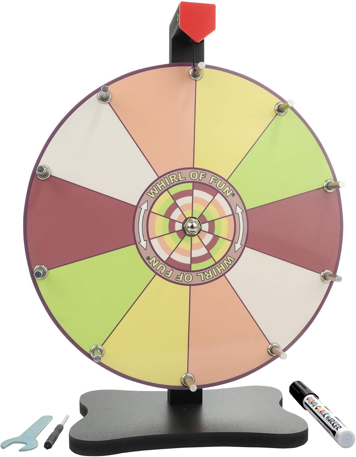 custom spinning wheel on Amazon Com Whirl Of Fun Spinning Prize Wheel 12 Inch Tabletop With Stand 10 Color Slots Customize Erasable Whiteboard Surface Sorbet Colors Portable Tools Included Made In Usa Sports Outdoors