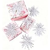 FAKILO White Bows for Gift Wrapping, Curly Ribbon Bows for Presents, Birthday, Wedding, Wrap Accessories, Party Favor - 6 Counts