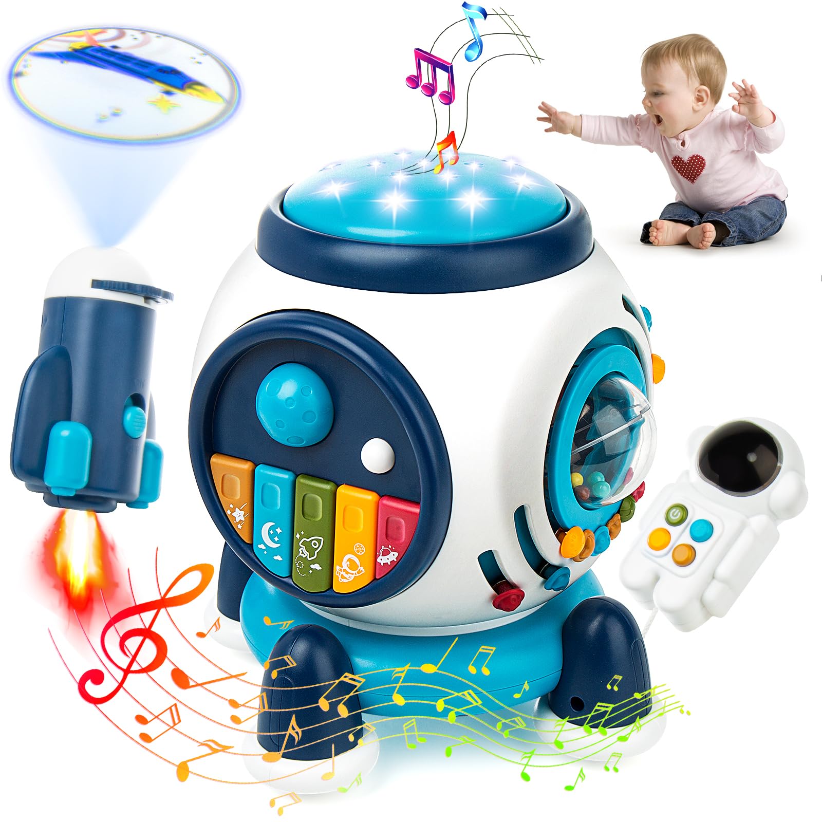 Photo 1 of Somastung Musical Baby Toys 6 to 12-18 Months,Space Capsule Educational Sensory Infant Toys, Music Baby Toy for Toddlers 1-3, Kids Boys Girls Gifts