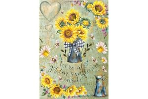 EUROPEAN EXCELLENCY Sunflower Rice Paper for Decoupage A4 Floral Decoupage Paper Vintage I Rice Paper for Crafts I Decoupage Supplies (Tin Sun - 2 Sheets)