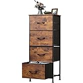 WLIVE Dresser with 4 Drawers, Fabric Storage Tower, Organizer Unit for Bedroom, Hallway, Entryway, Closets, Sturdy Steel Frame, Wood Top, Easy Pull Handle, Rustic Brown Wood Grain Print